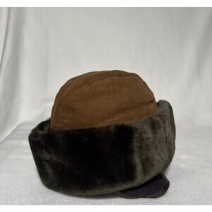 Vintage North King Suede Leather Brown Ear Flap Hat Size S